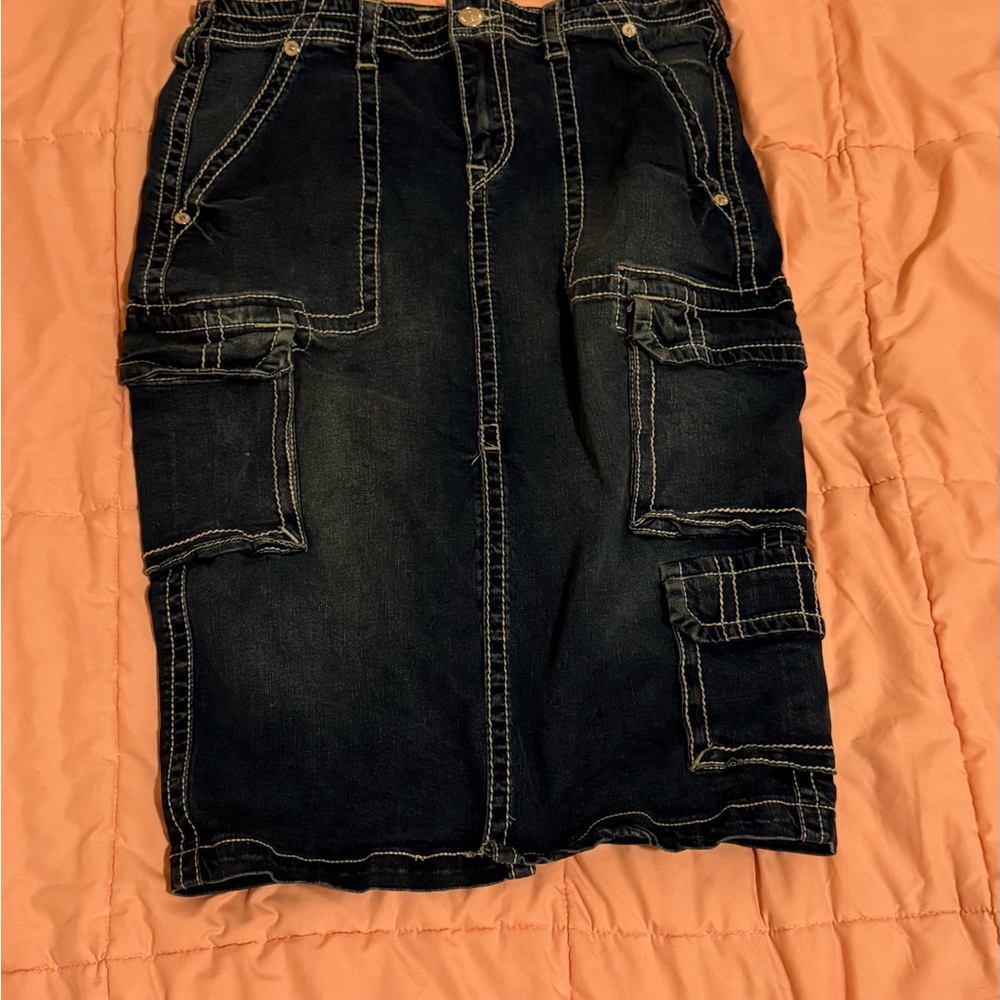 Denim Cargo Skirt